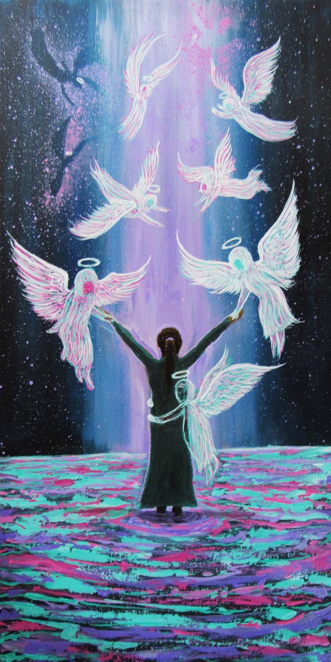 Christian Art Praising Angels Rescuing Worshiper Original Painting - Etsy