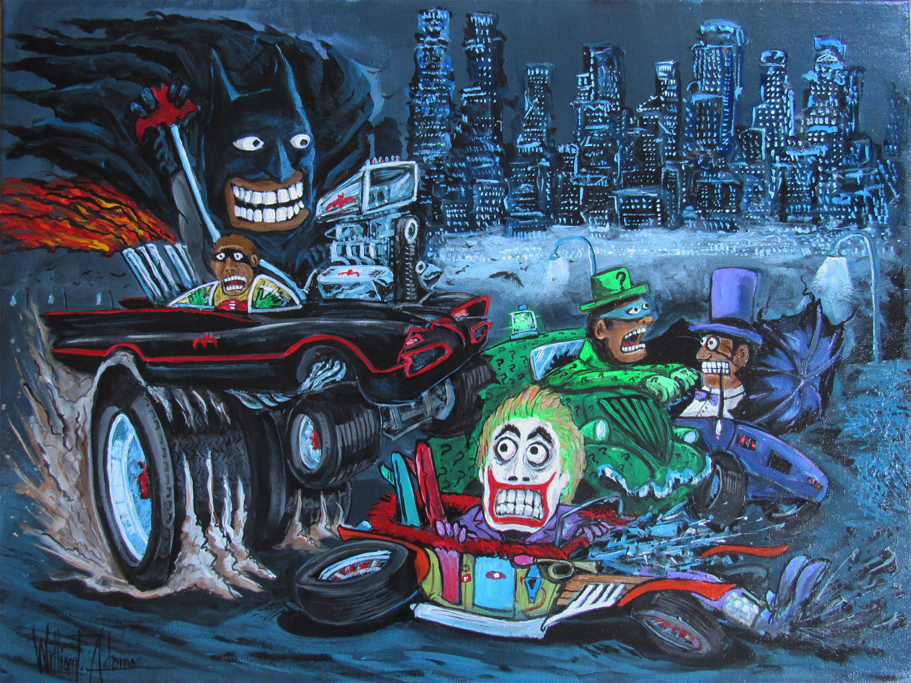 Batman Rogues Gallery w/ Joker, Harley Quinn, Penguin, Killer Croc, Bane -  Signed 11x17 Art print