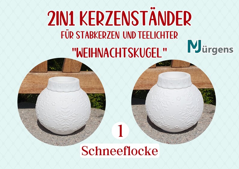 2in1 Kerzenhalter für Stabkerzen und Teelichter Weihnachten Schneeflocke Krippe Deko Bild 6