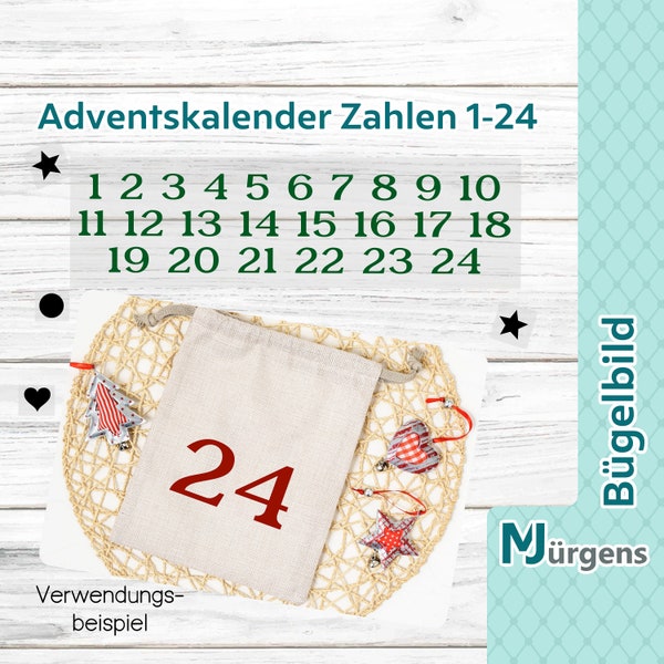 Adventskalender Zahlen zum Aufbügeln