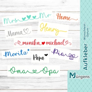Schriftzug zum Aufkleben mit Verzierungen - Zahlen - Aufkleber - Beschriftung - personalisiert - Wunschtext - Label - Vinyl - Namen