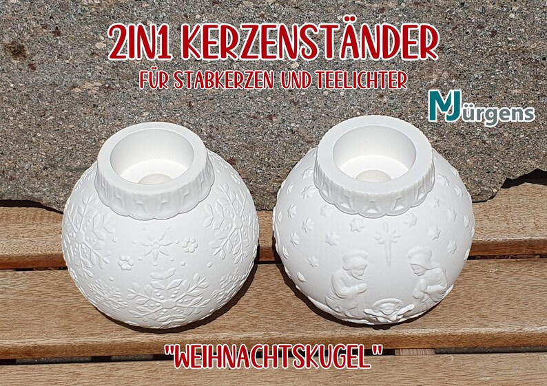 2in1 Kerzenhalter für Stabkerzen und Teelichter Weihnachten Schneeflocke Krippe Deko Bild 8