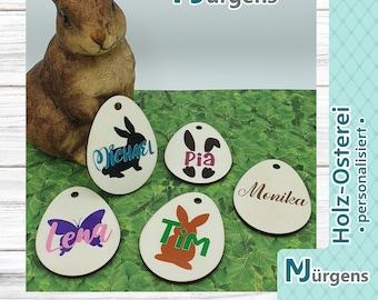 Wooden Easter eggs personalized with desired name and motif - gift tag - gift idea