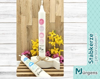 Stick candles communion • confirmation • baptism • confirmation • personalized • candle holder fish • name • date • table decoration • gift