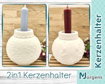 2in1 Kugel Kerzenhalter für Stabkerzen und Teelichter • Weihnachten • Schneeflocke • Krippe • Deko