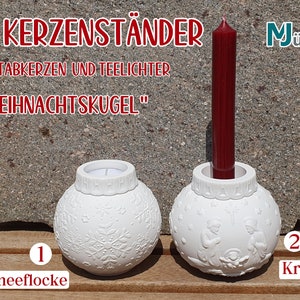 2in1 Kerzenhalter für Stabkerzen und Teelichter Weihnachten Schneeflocke Krippe Deko Bild 4