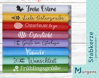 Ostern Stabkerze mit Wunschtext und Motiv - farbige Osterkerze - Tischdeko - Geschenk - individuell personalisierbar