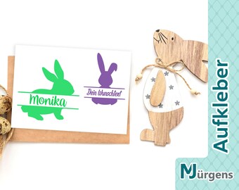 Personalized Easter bunny stickers • Desired name • Desired color