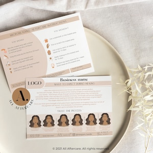 Cartões editáveis de cuidados posteriores da PMU, Boho, Microblading, cuidados posteriores de sobrancelha Ombre, modelo de cuidados posteriores Canva, dois designs traseiros incluídos, Design 4
