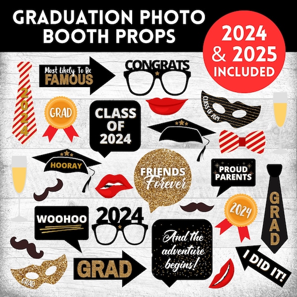 Graduation 2024 Photo Booth, Photo Booth Props Graduation, Graduation Photo Props, Graduation Party Photo Prop