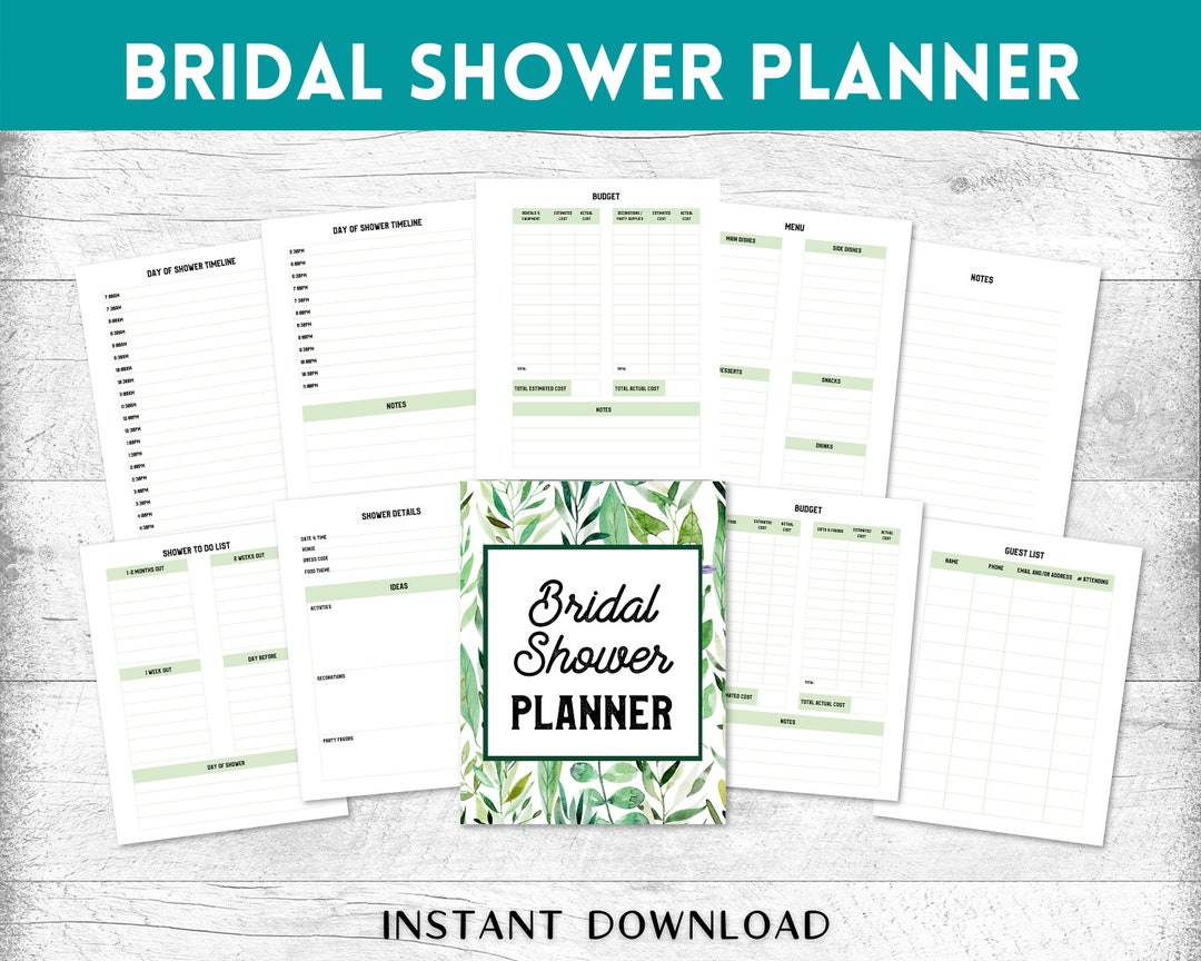 Bridal Shower Planner, Wedding Shower Planner, Printable Bridal Shower ...
