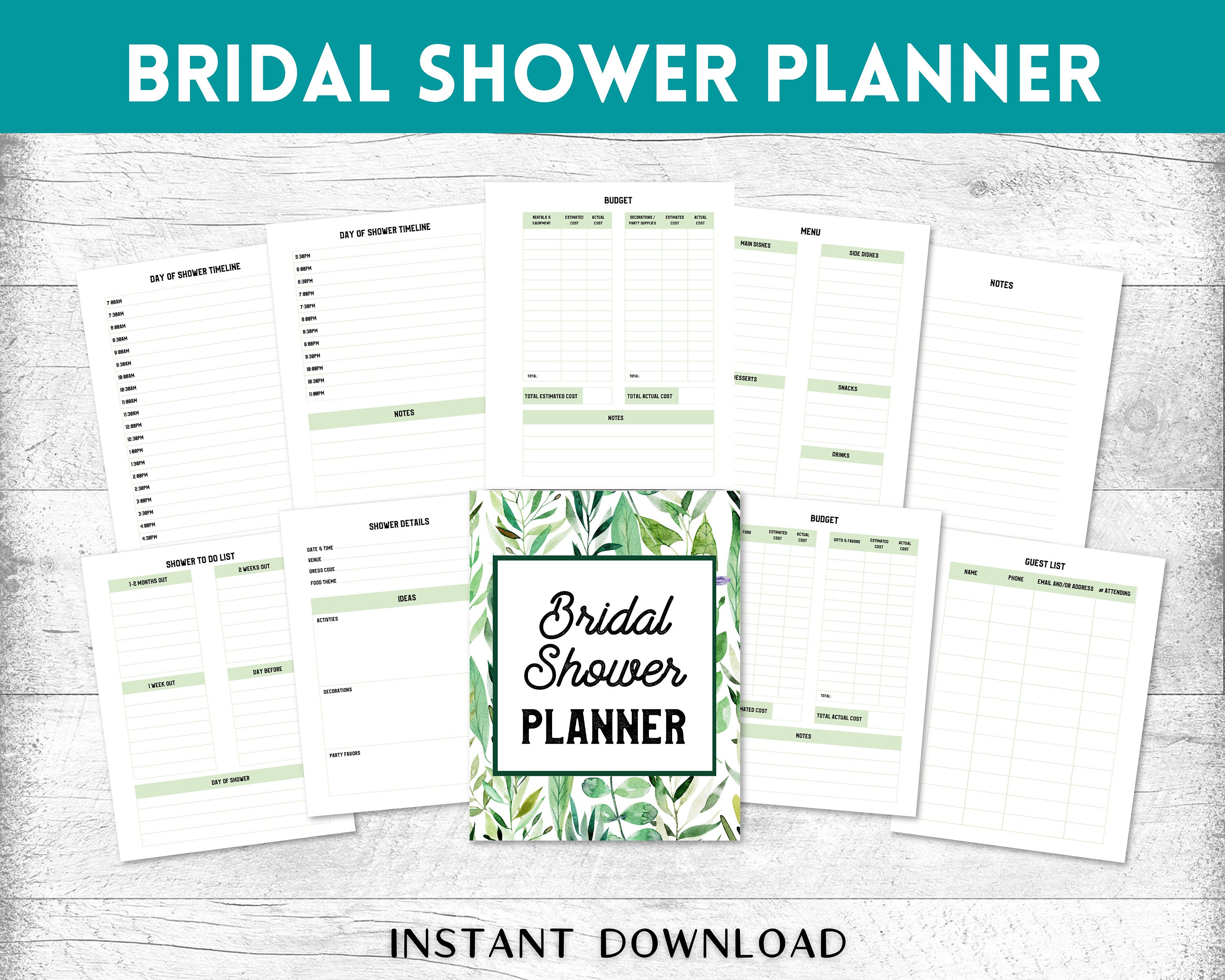 Bridal Shower Planner, Wedding Shower Planner, Printable Bridal Shower ...