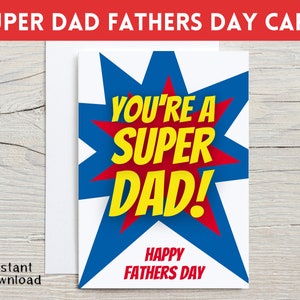 Superheld Dad Vatertagskarte, Super Dad Karte, Superheld Dad Karte, Superheld Dad, du bist ein Super Dad, druckbare Vatertagskarte