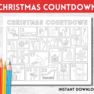 Christmas Countdown, Advent Calendar, Advent Calendar For Kids, Christmas Coloring, Christmas Countdown Calendar, Christmas Count Down