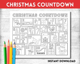 Weihnachten Countdown, Adventskalender, Adventskalender Für Kinder, Weihnachten Färbung, Weihnachten Countdown Kalender, Weihnachten Count Down