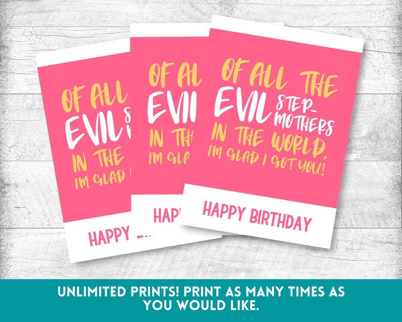 Evil Stepmother Birthday Card, Step Mom Birthday Card, Stepmom Birthday ...