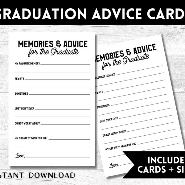 Graduation Advice, Graduation Advice Cards, Graduation Advice Sign, Graduation Advice Cards Download, Graduation Memory Cards, Grad Activity