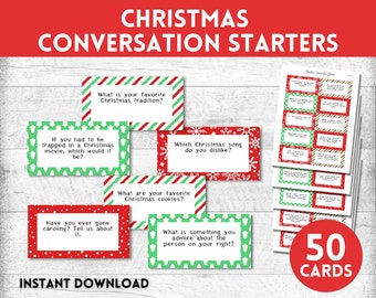 Christmas Conversation Starters, Christmas Conversation Starter Cards, Christmas Activities, Christmas Family Activities, Party Activities