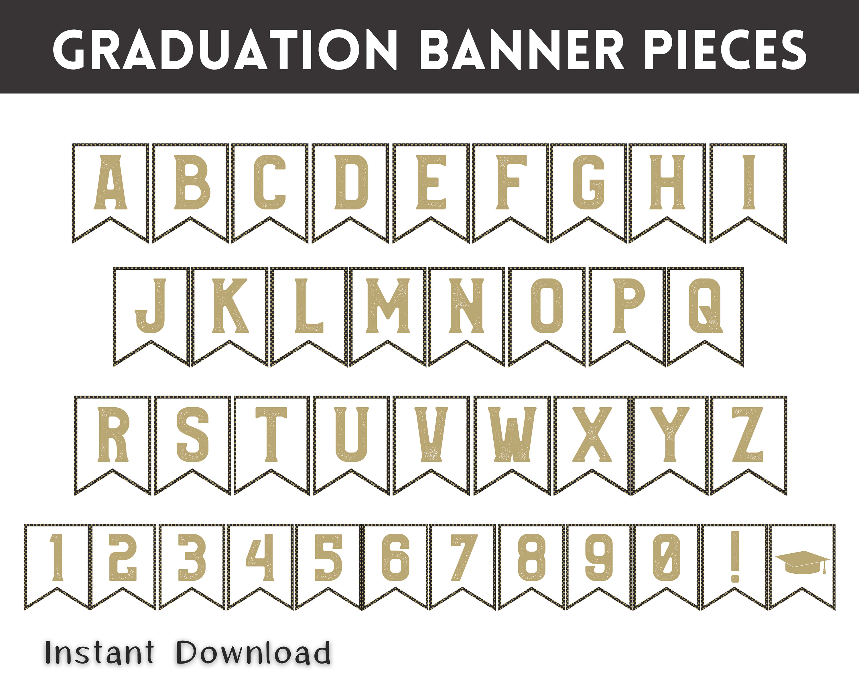 Graduation Cupcake Toppers Black & Gold Glitter Printable 2024 Graduation  Party Elegant Graduation Decorations Instant Download BGL 