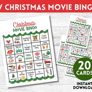 Weihnachtsfilm Bingo, TV Film Bingo Karten, TV Film Bingo Download, Cheesy Weihnachtsfilm Bingo,