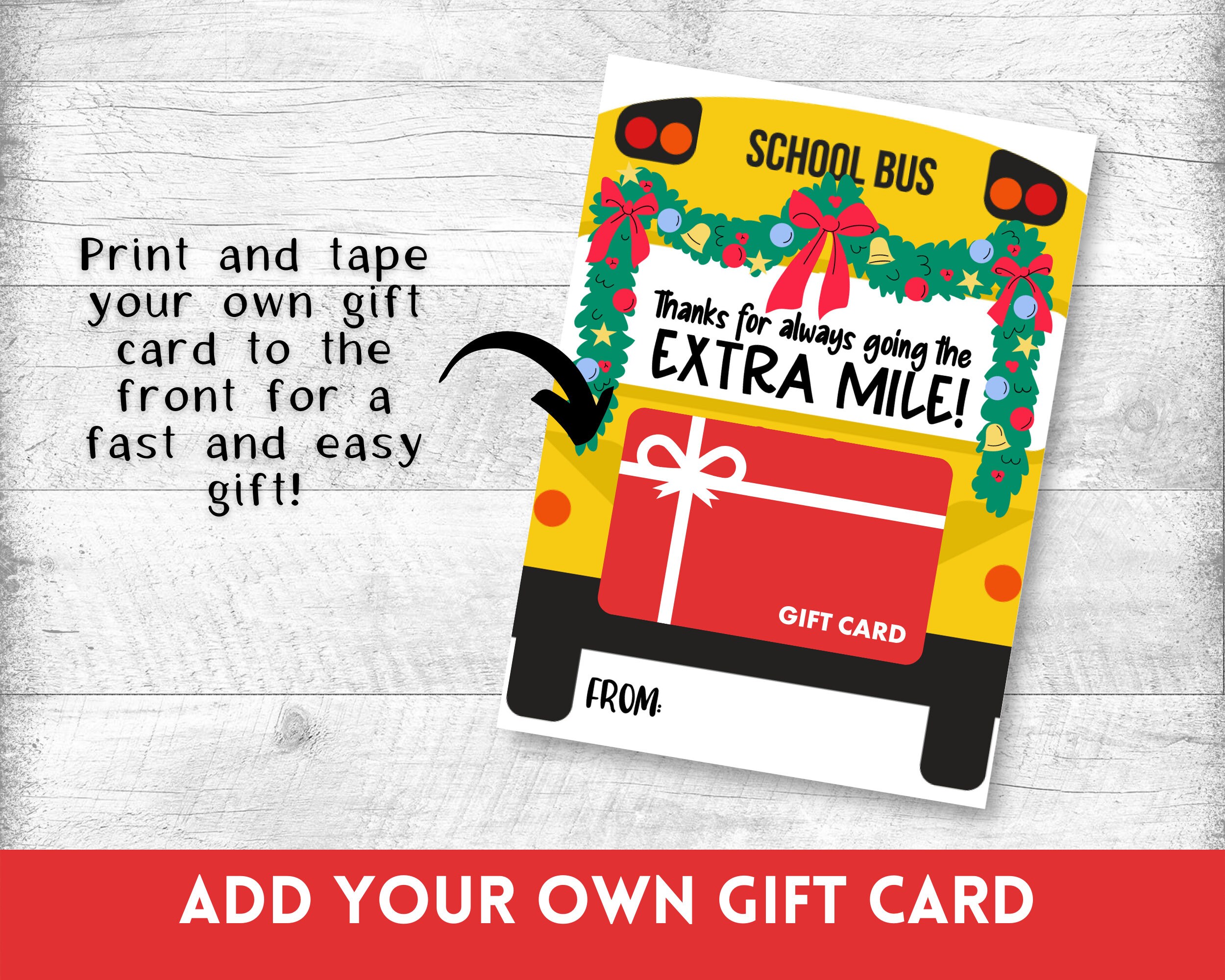 Bus Driver Christmas Card, Bus Driver Gift Card Holder, Bus Driver Gift