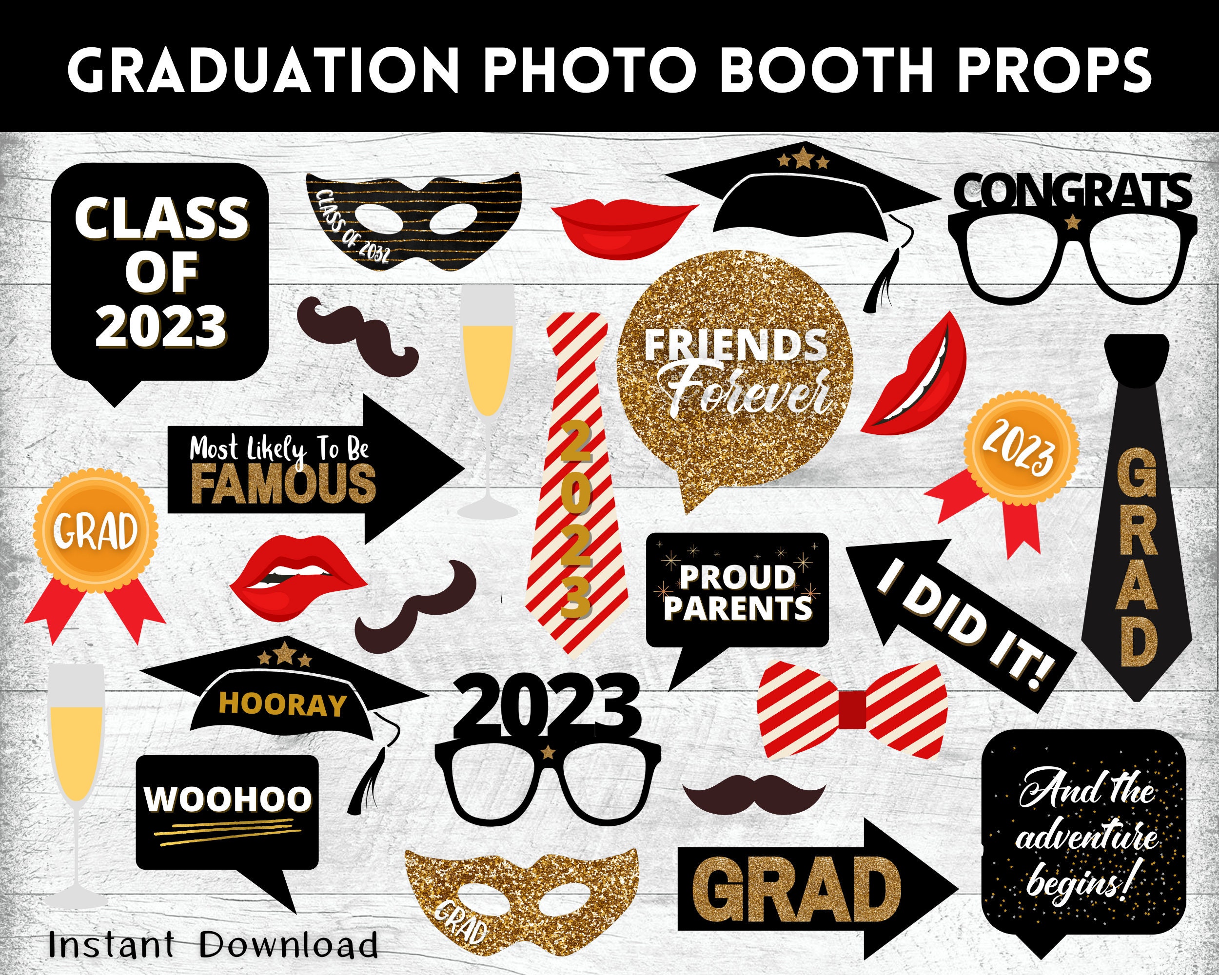 Graduation 2023 Photo Booth Photo Booth Props Graduation Etsy Uk