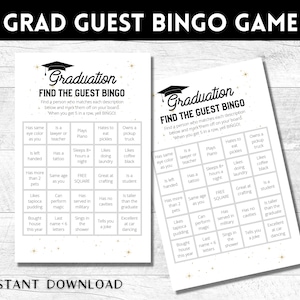 Graduation Party Guest Bingo, Graduation Party Game, Graduation Game, Printable Graduation Game