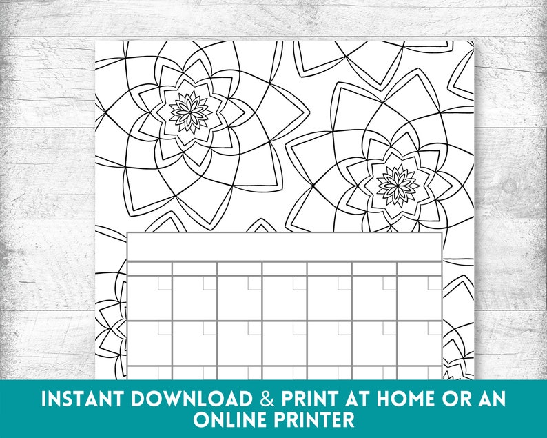Printable Coloring Calendar, Blank Calendar, 2024 Calendar, 18 Month ...