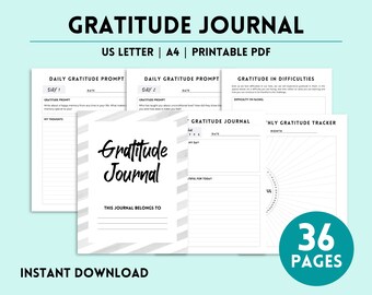 Gratitude Journal, Gratitude Journal Printable, Gratitude Printables, Gratitude Journal Pages, Gratitude Journal PDF, Gratitude Journal Kit