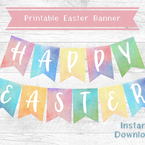 Easter Garland, Easter Banner, Easter Decor, Easter crafts, Watercolor Easter decorations, Easter banner printable, Easter banner kit mantel