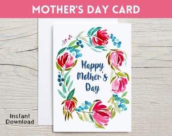 Floral Mother's Day Card, Mother's Day From Daughter, Printable Mothers Day Card, Mothers Day Card Botanical, Mothers Day Digital Download