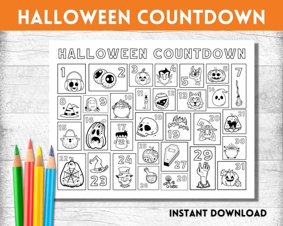 Halloween Countdown, Halloween Advent Calendar, Halloween Printables, Halloween Countdown Calendar, Halloween Coloring, Halloween Activity