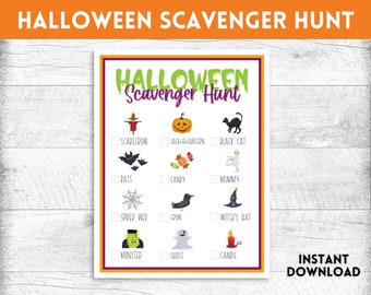 Halloween Scavenger Hunt, Halloween Scavenger Hunt Printable, Halloween Kid Activity, Halloween Activities For Kids