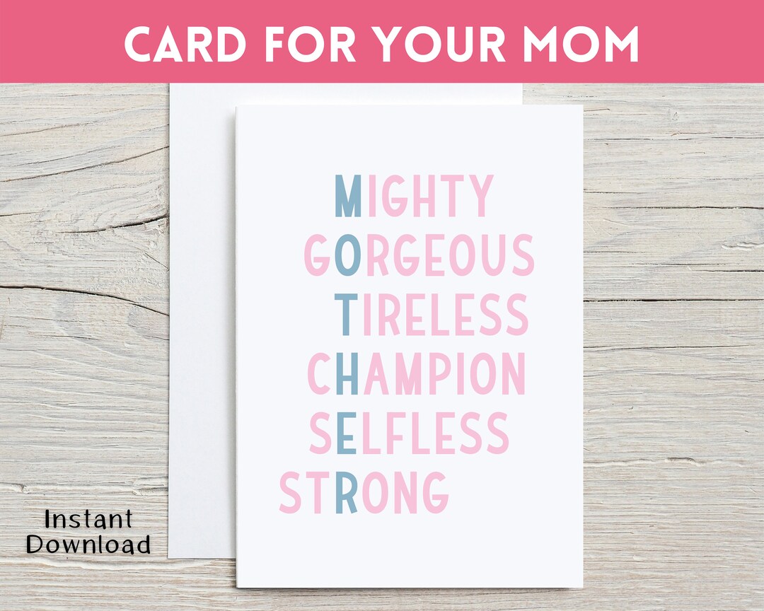 Mothers Day Card, Mom Birthday Card, Mothers Day Card Digital, From Daughter, From Son ...