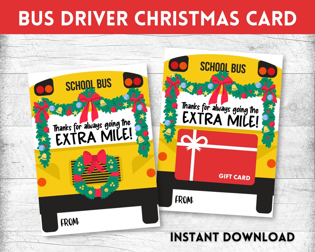 Bus Driver Christmas Card, Bus Driver Gift Card Holder, Bus Driver Gift