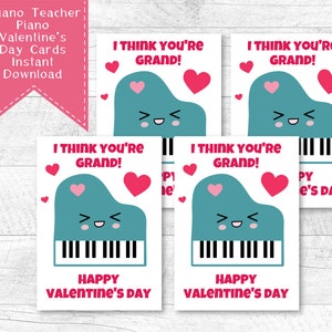 Cartes de la Saint-Valentin pour piano à queue pour étudiants en piano, carte imprimable de la Saint-Valentin, leçons de piano de la carte Saint-Valentin, professeur de piano Saint-Valentin