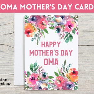 Tarjeta del Día de las Madres Oma, Día de la Madre Oma, Feliz Día de la Madre Oma, Día de las Madres Oma imprimible
