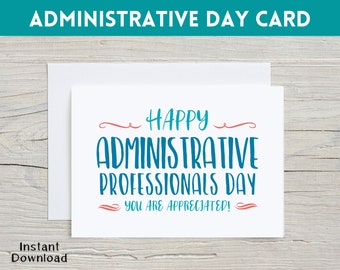 Administrative Professionals Day Card, Administrative Day Gift, Staff Thank You Card, Printable Administrative Day, Secretary Day Card