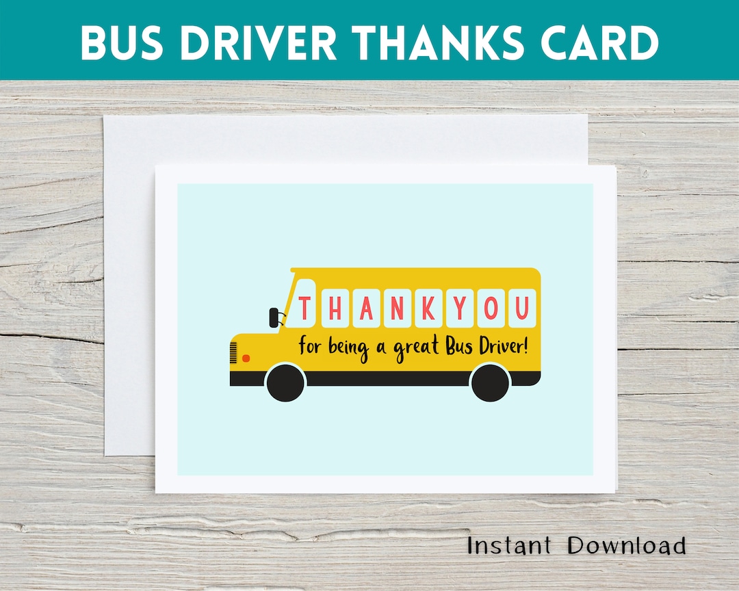 Bus Driver Thank You Card, Bus Driver Appreciation, School Bus Driver
