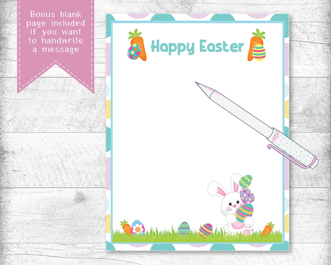Easter Bunny Letter Printable Easter Basket Stuffers Easter | Etsy