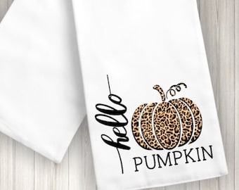 Hello Pumpkin Tea Towel/Leopard/Hand Towel/Kitchen Towel