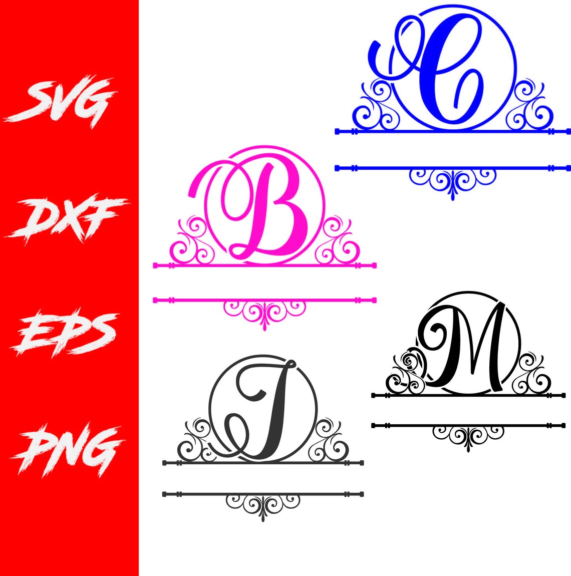 Split Monogram Alphabet SVG Monogram Split DXF Monogram | Etsy