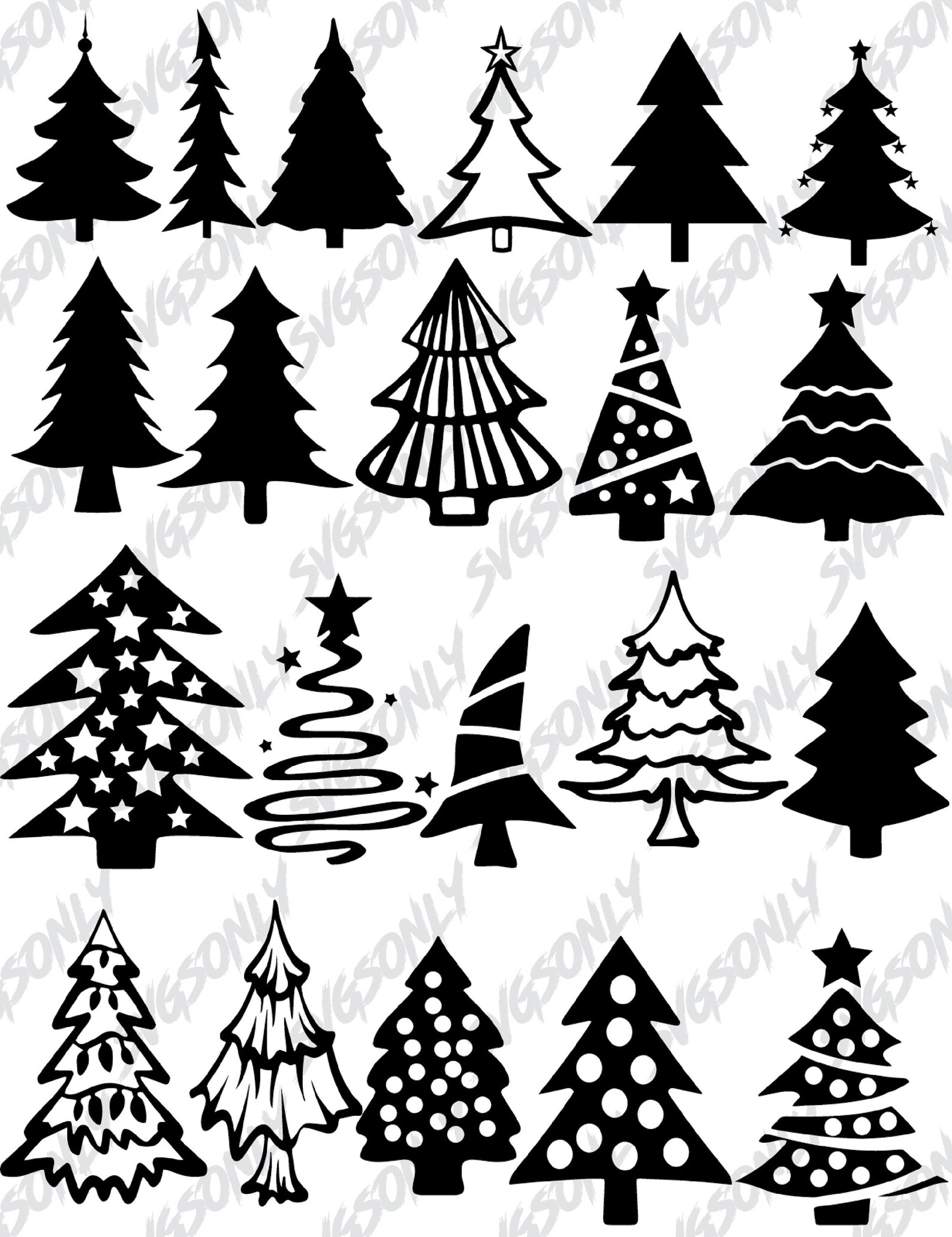 Weihnachtsbäume SVG Bundle 21 Bäume DXF EPS digitaler Download Etsy