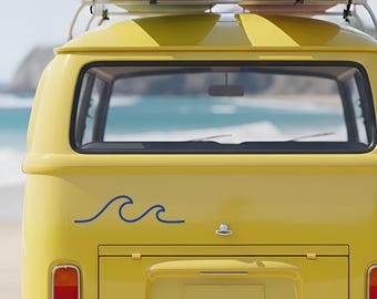 Camper Stickers, Van Stickers, Minimalist Ocean Wave Decal, Surf Camper Van Sticker, Coastal Van Life Vinyl