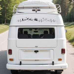 Camper Stickers, Van Stickers, Heartbeat Mountain Ocean Decal, Sun Moon Camper Van Sticker, RV Caravan Vinyl