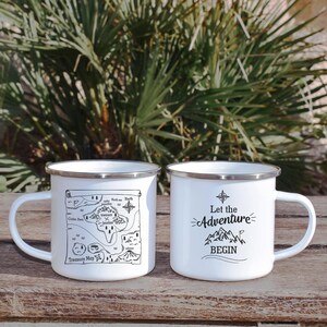 Mug de camping Adventure, Mug de camping Carte au trésor, Mug Adventure en émail, Mug Let the Adventure Begin, Mug Camper, Mug Camping, Mug Van