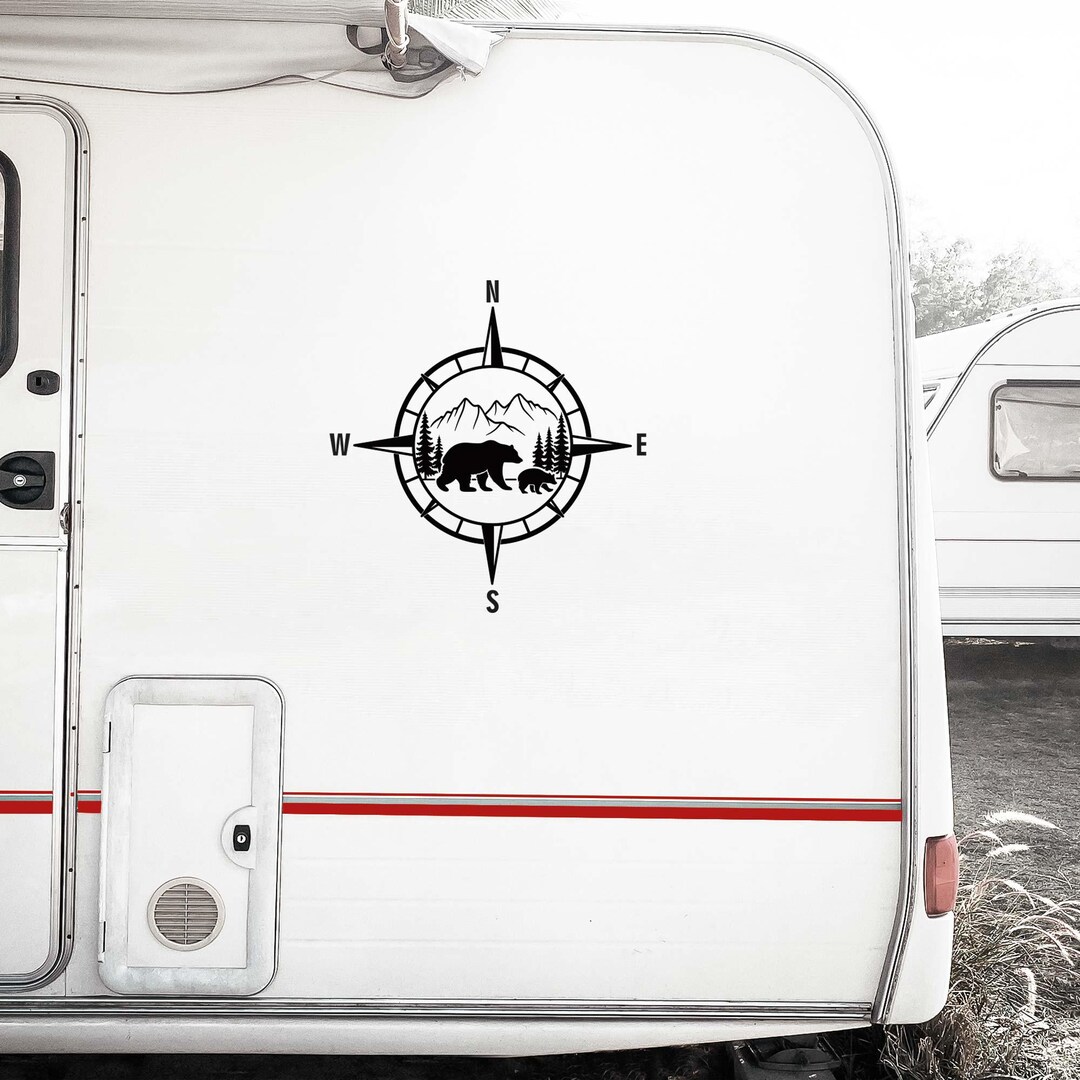 Rv Sticker Designs Camper Stickers, Van Stickers, Compass Bear Decal, RV Stickers, Nature ...