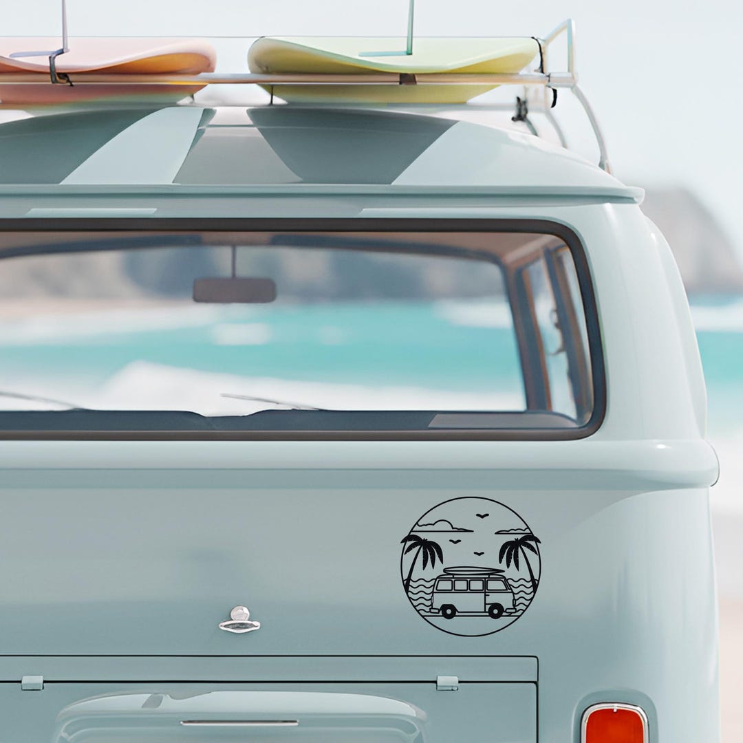 Camper Beach Sticker, Van Life Palm Tree Decal, Ocean Camper Van Vinyl ...