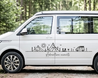Personalized Camper Stickers, Van Stickers, Hiking Couple Camper Van Decal, Custom Van Life Sticker, RV Caravan Vinyl