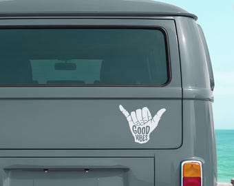 Camper Stickers Van Stickers Good Vibes Shaka Hand, Surf Sticker, Van Life Decal, Beach Vibes Vinyl for Camper Van RV